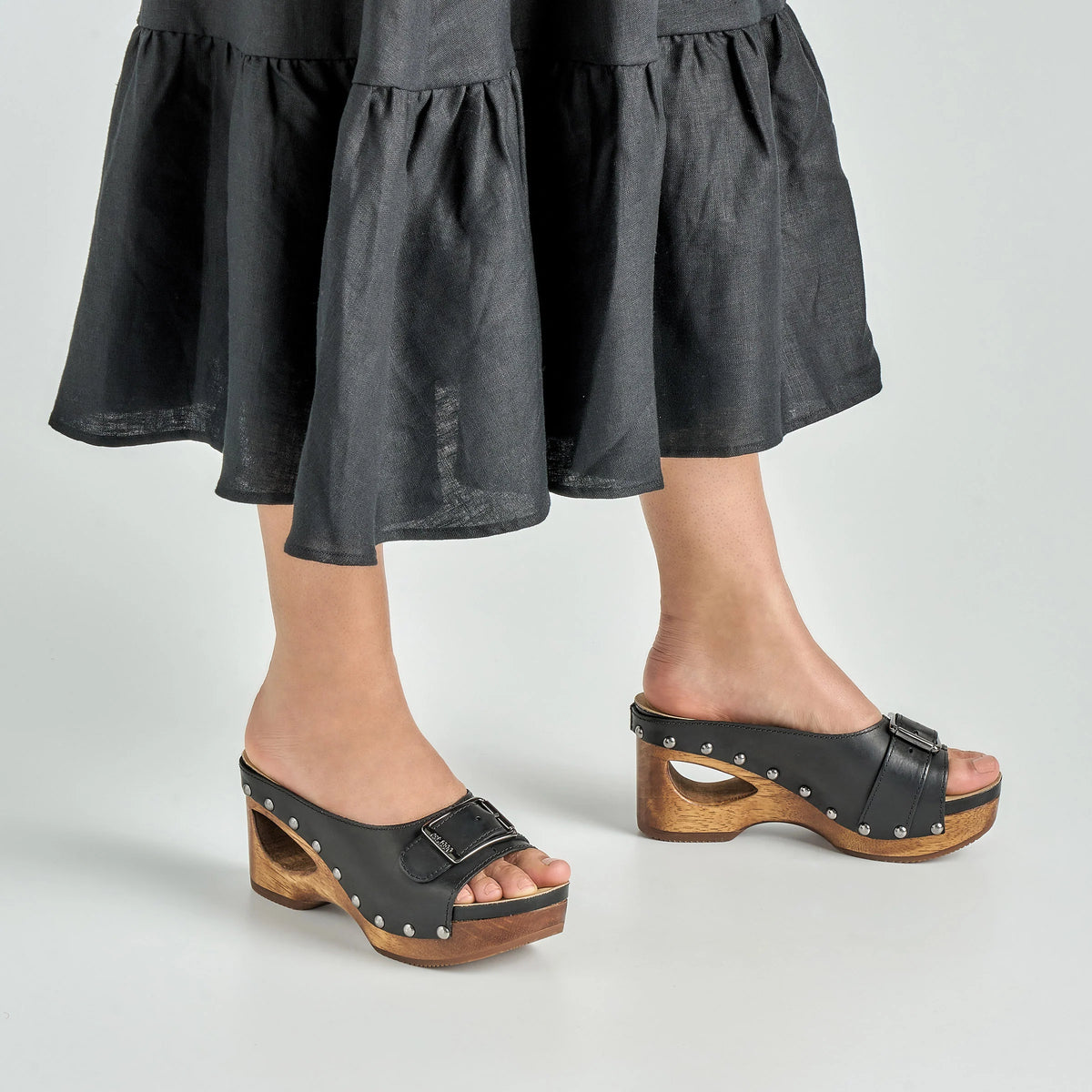 Adeline Black Calf Wood